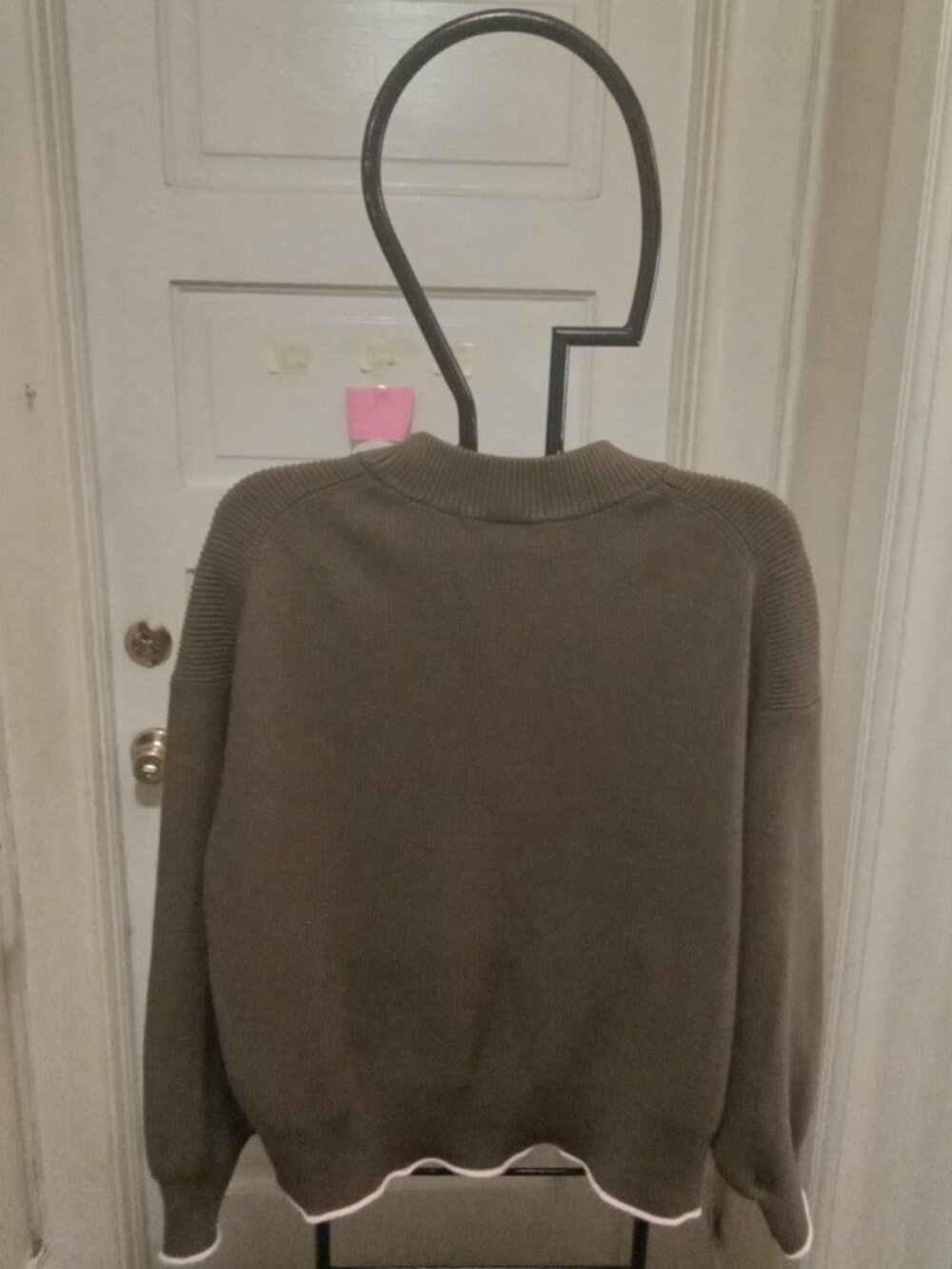 Scotch & Soda Sz XL olive Sweater with pink piping Viscose/Polyester - Picture 5 of 6